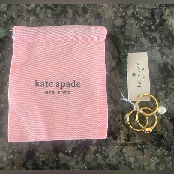 kate spade Jewelry - Kate Spade New York 3 Stackable rings, Pearl, Pink, Star with rhinestones, NWT